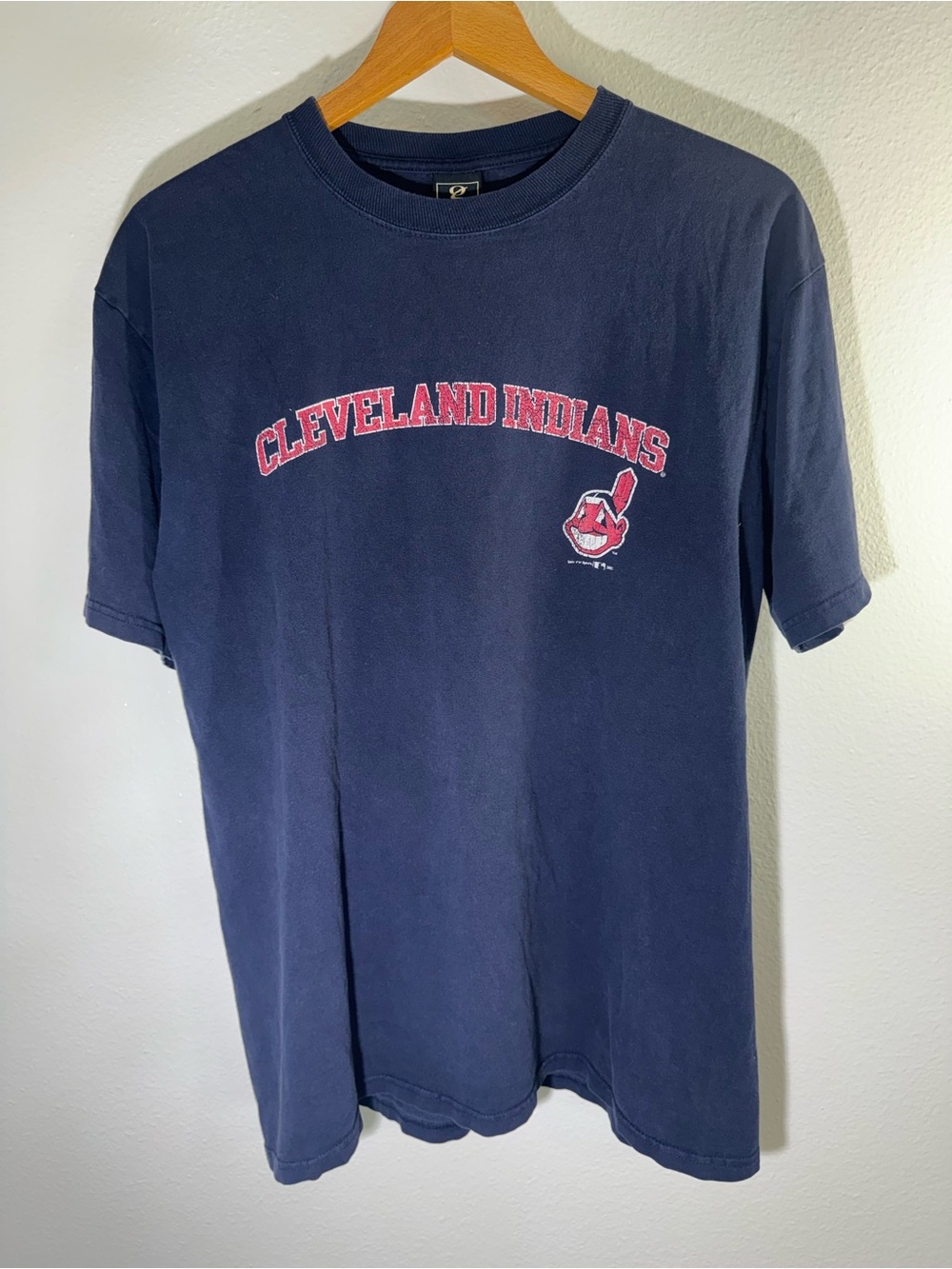Vintage 2005 Cleveland Indians Navy Graphic Tee - Classic Short Sleeve Shirt